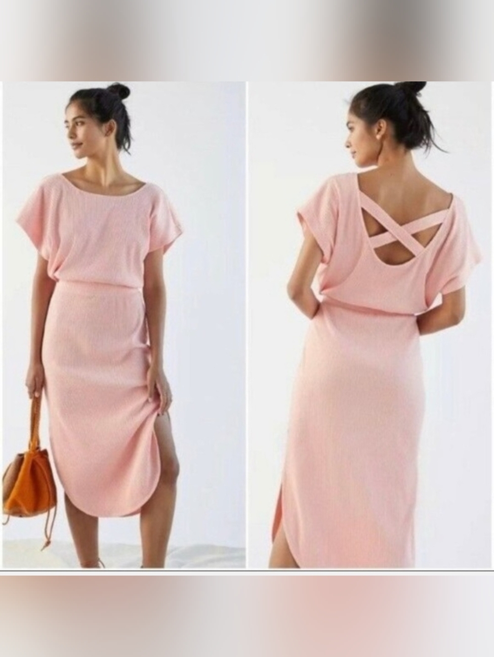 Anthropologie Daily Practice Casual Ribbed Dolman Sleeve Midi Dress Size XS